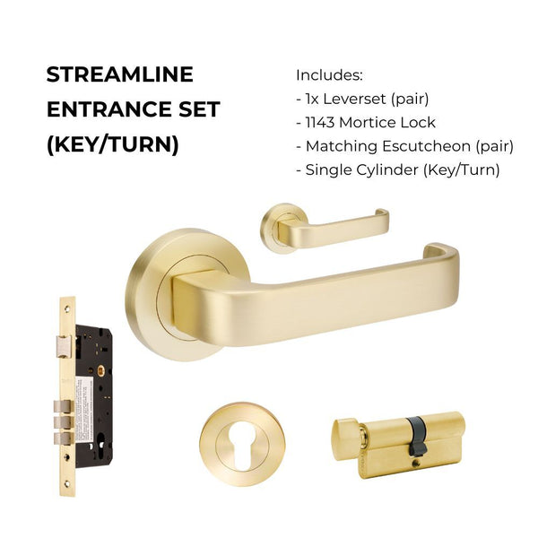 Zanda Streamline Entrance Set Lever Door Handle Satin Brass