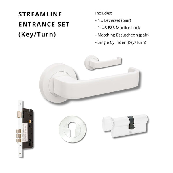 Zanda Streamline Entrance Set Lever Door Handle Matte White