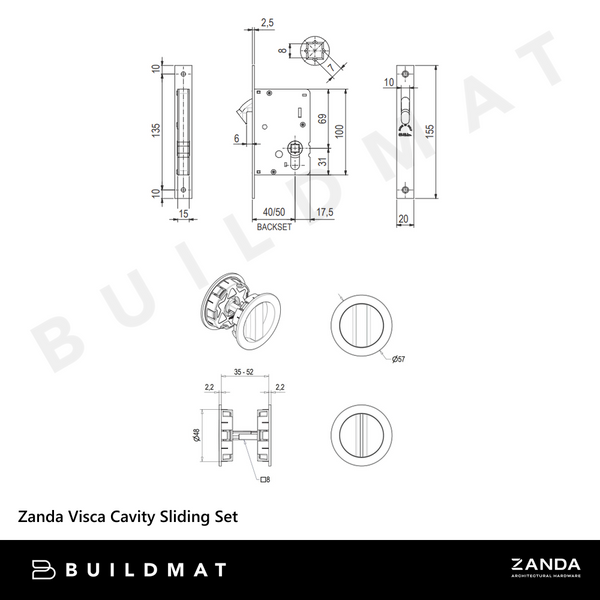 Zanda Visca Cavity Sliding Passage Set Matte Black
