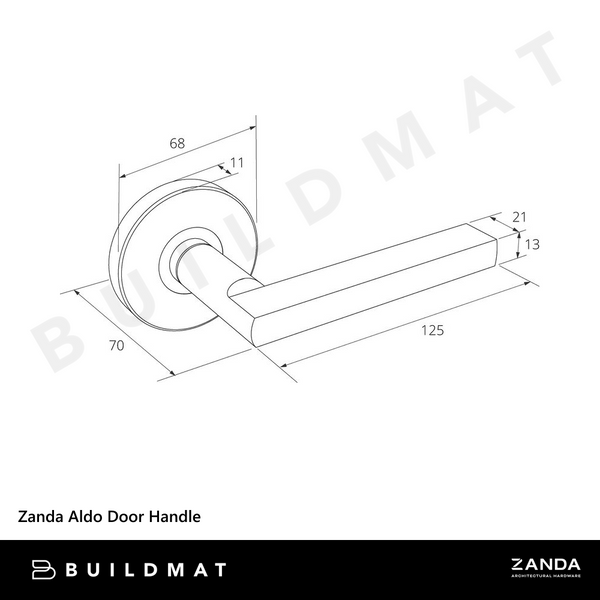 Zanda Aldo Passage Set Door Handle Brushed Nickel