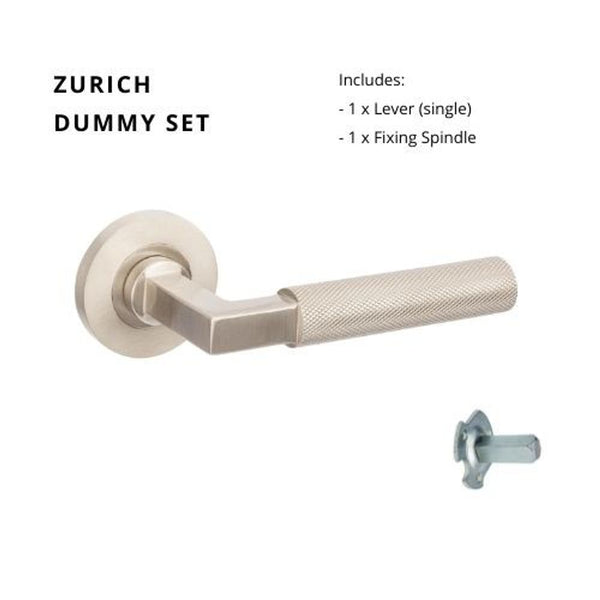 Zanda Zurich Dummy Lever Set Door Handle Brushed Nickel