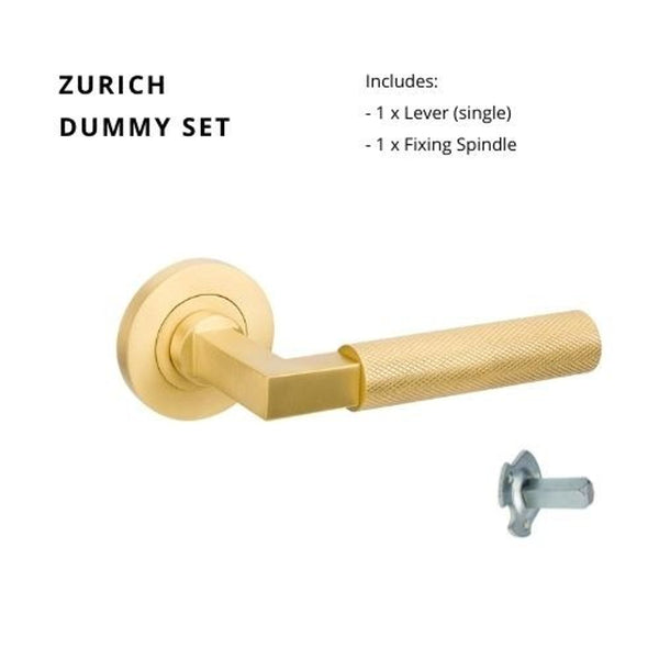 Zanda Zurich Dummy Lever Set Door Handle Satin Brass