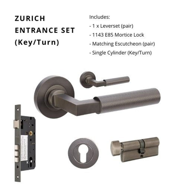 Zanda Zurich Entrance Set Lever Door Handle Graphite Nickel