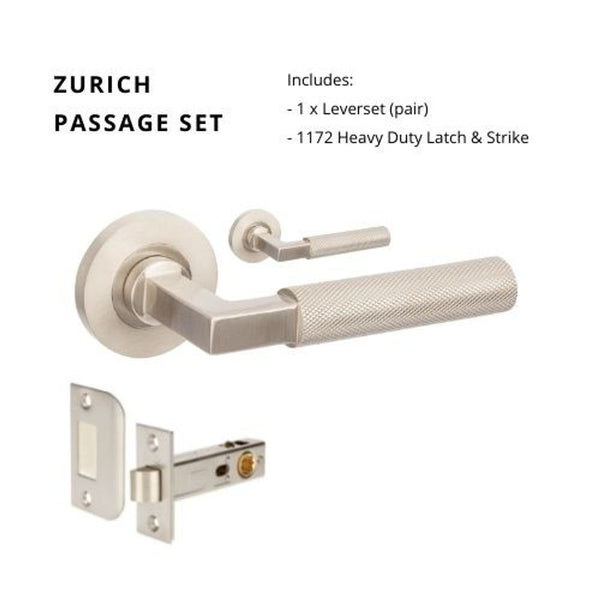Zanda Zurich Passage Lever Set Door Handle Brushed Nickel
