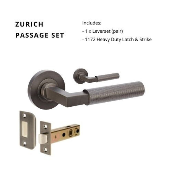 Zanda Zurich Passage Lever Set Door Handle Graphite Nickel