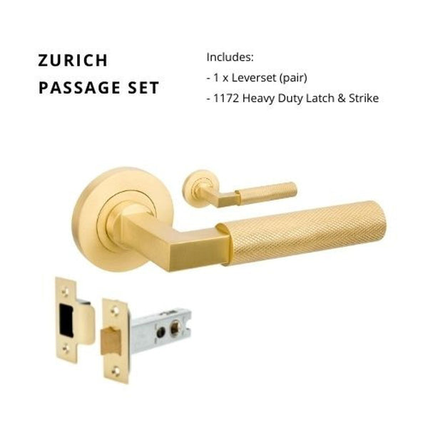 Zanda Zurich Passage Lever Set Door Handle Satin Brass