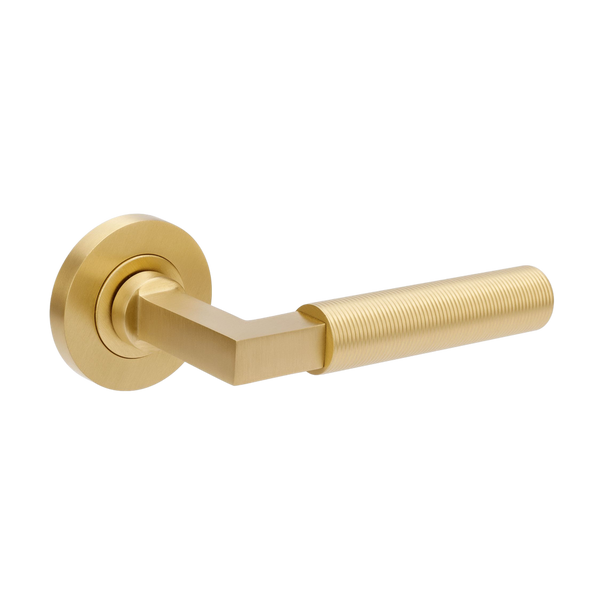 Zanda Zurich Fluted Privacy Lever Set Door Handle Satin Brass