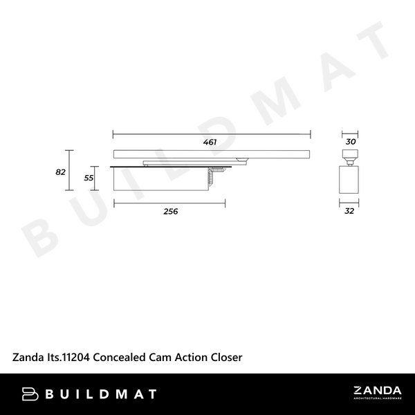 Zanda Concealed Cam Action Closer Silver