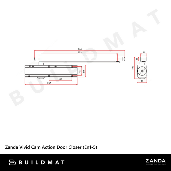 Zanda Vivid Cam Action Door Closer (EN1-5) Silver