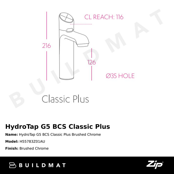 Zip Water HydroTap G5 BCS Classic Plus Brushed Chrome
