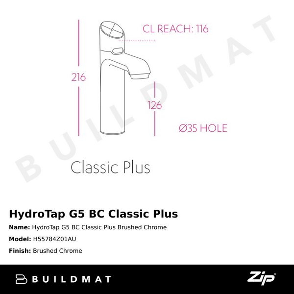 Zip Water HydroTap G5 BC Classic Plus Brushed Chrome