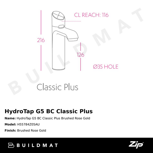 Zip Water HydroTap G5 BC Classic Plus Brushed Rose Gold