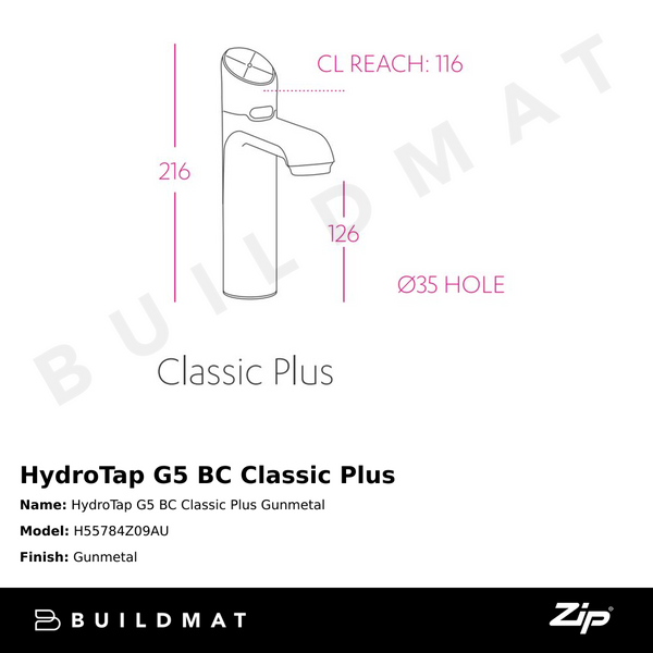 Zip Water HydroTap G5 BC Classic Plus Gunmetal