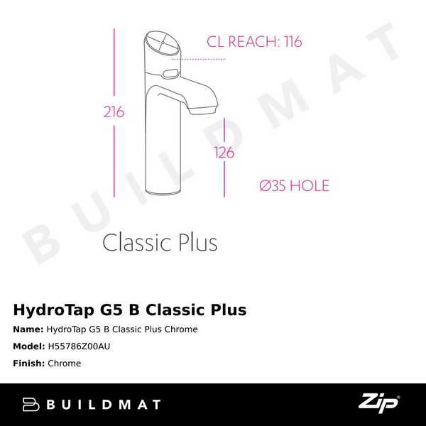 Zip Water HydroTap G5 B Classic Plus Chrome