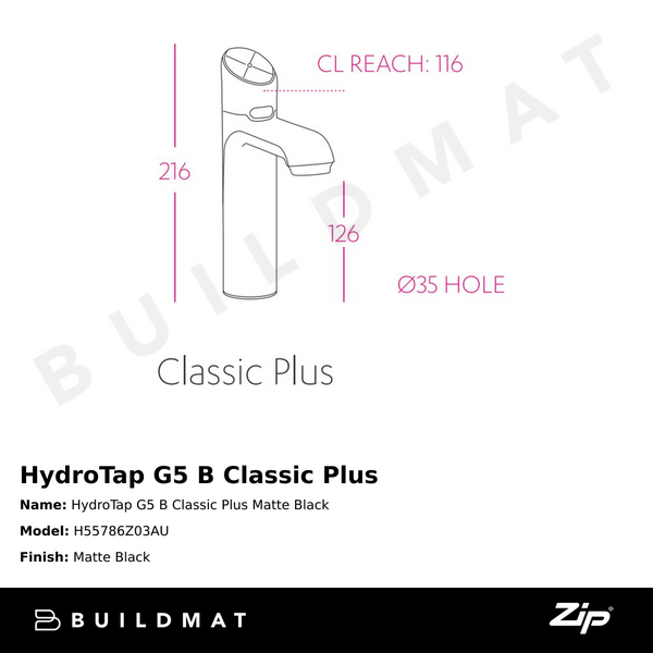 Zip Water HydroTap G5 B Classic Plus Matte Black