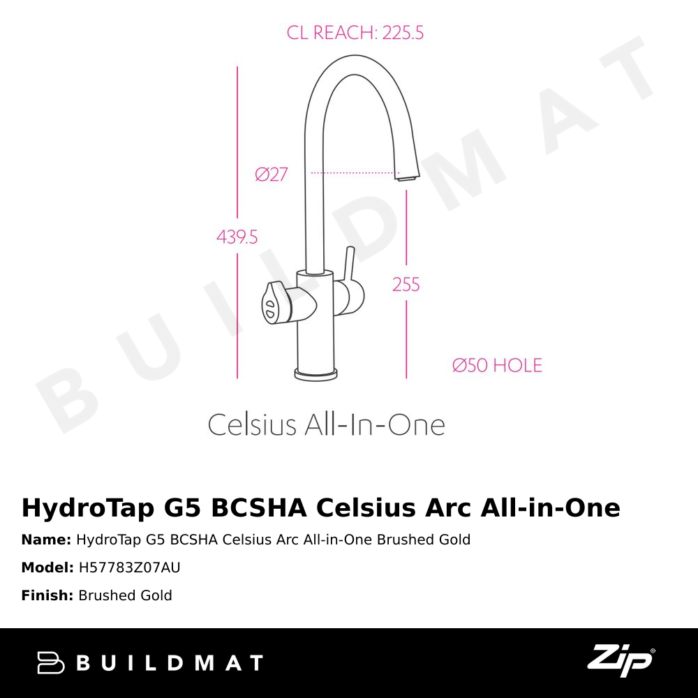 Zip Water HydroTap G5 BCSHA Celsius Arc All-in-One Brushed Gold – Buildmat