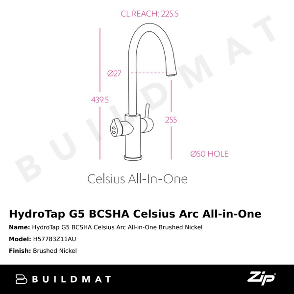 Zip Water HydroTap G5 BCSHA Celsius Arc All-in-One Brushed Nickel