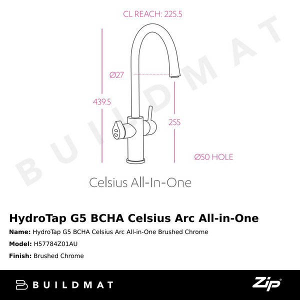 Zip Water HydroTap G5 BCHA Celsius Arc All-in-One Brushed Chrome