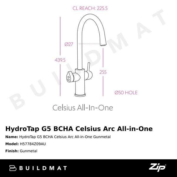 Zip Water HydroTap G5 BCHA Celsius Arc All-in-One Gunmetal
