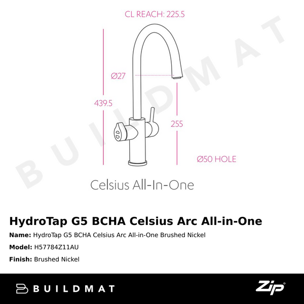 Zip Water HydroTap G5 BCHA Celsius Arc All-in-One Brushed Nickel