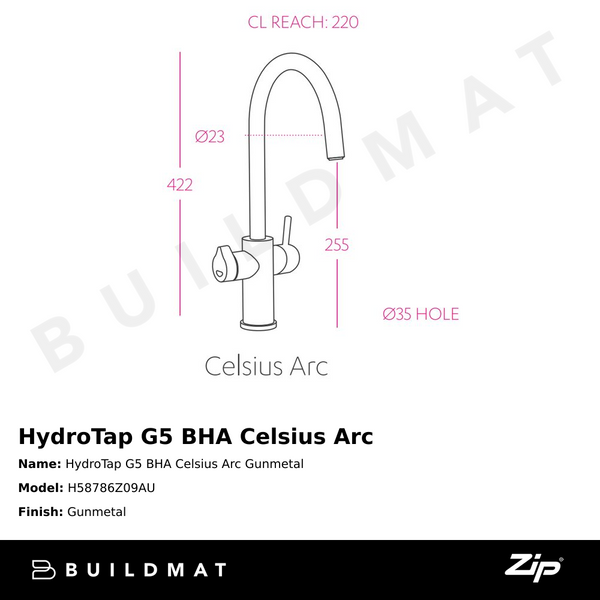 Zip Water HydroTap G5 BHA Celsius Arc Gunmetal