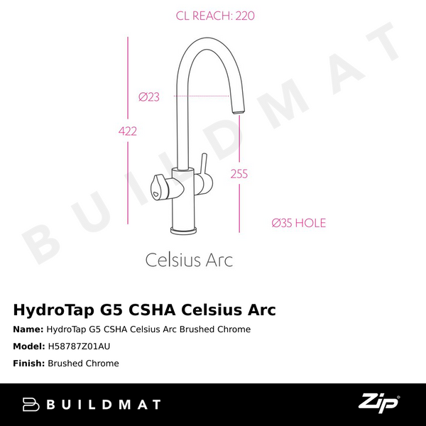 Zip Water HydroTap G5 CSHA Celsius Arc Brushed Chrome