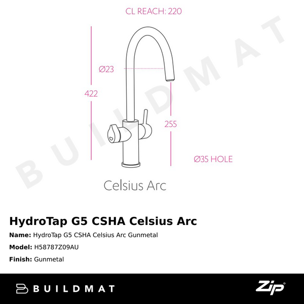 Zip Water HydroTap G5 CSHA Celsius Arc Gunmetal