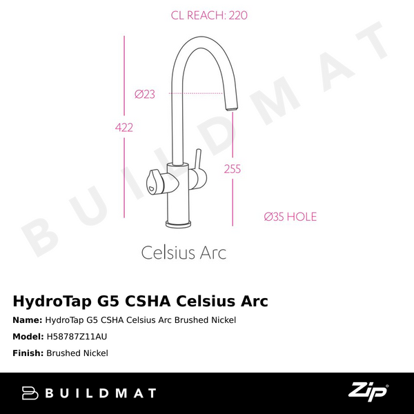 Zip Water HydroTap G5 CSHA Celsius Arc Brushed Nickel