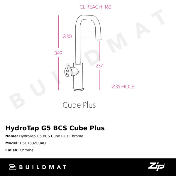 Zip Water HydroTap G5 BCS Cube Plus Chrome