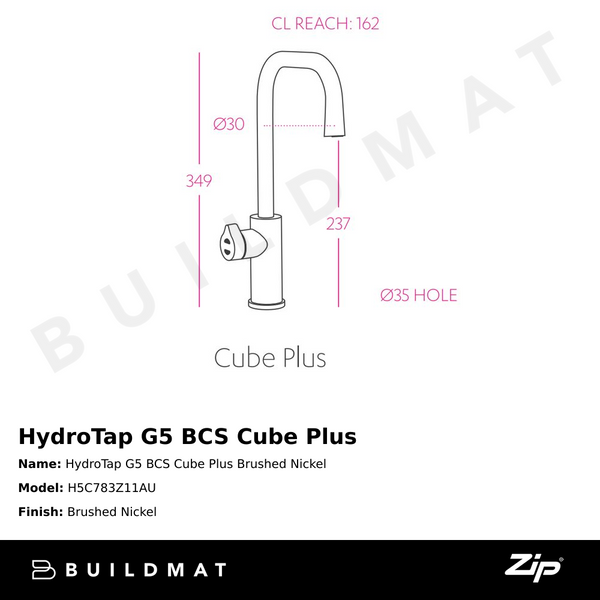 Zip Water HydroTap G5 BCS Cube Plus Brushed Nickel