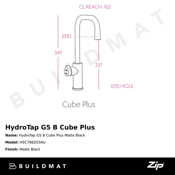 Zip Water HydroTap G5 B Cube Plus Matte Black