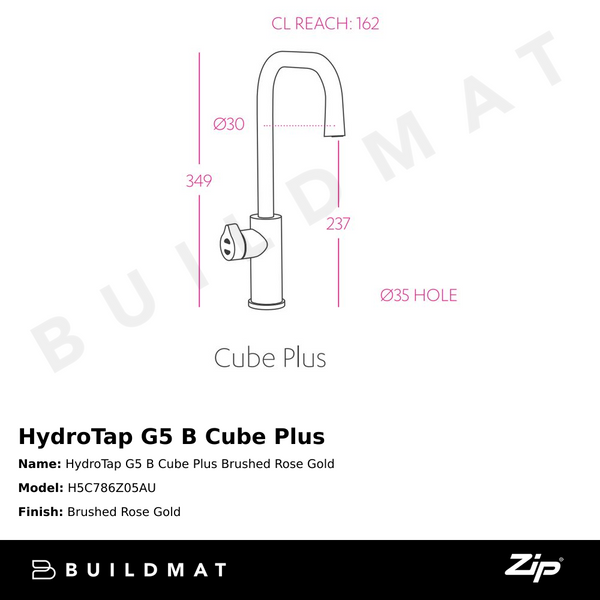 Zip Water HydroTap G5 B Cube Plus Brushed Rose Gold