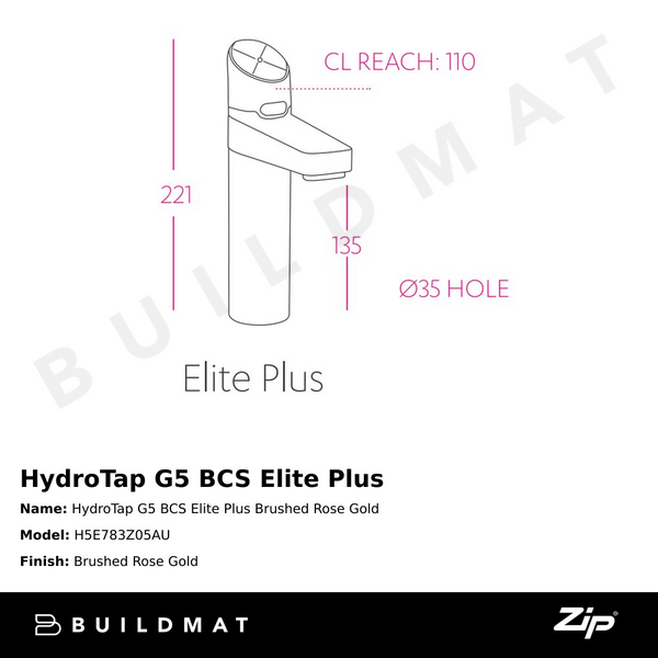 Zip Water HydroTap G5 BCS Elite Plus Brushed Rose Gold