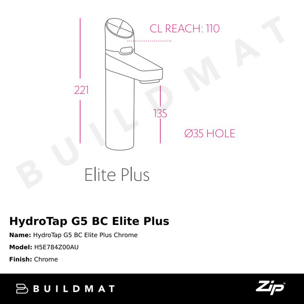 Zip Water HydroTap G5 BC Elite Plus Chrome