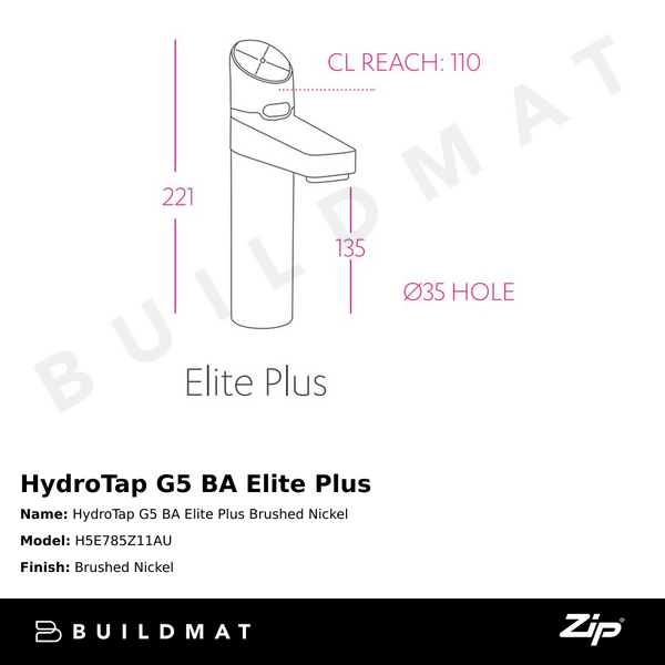 Zip Water HydroTap G5 BA Elite Plus Brushed Nickel