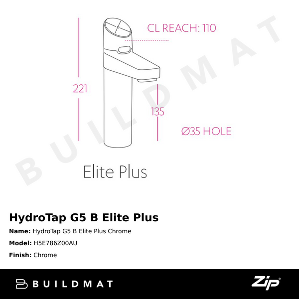 Zip Water HydroTap G5 B Elite Plus Chrome