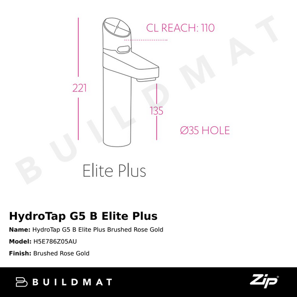 Zip Water HydroTap G5 B Elite Plus Brushed Rose Gold