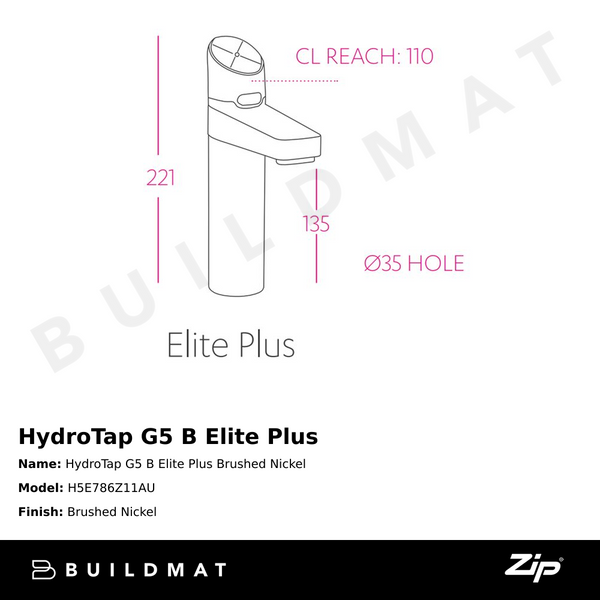 Zip Water HydroTap G5 B Elite Plus Brushed Nickel