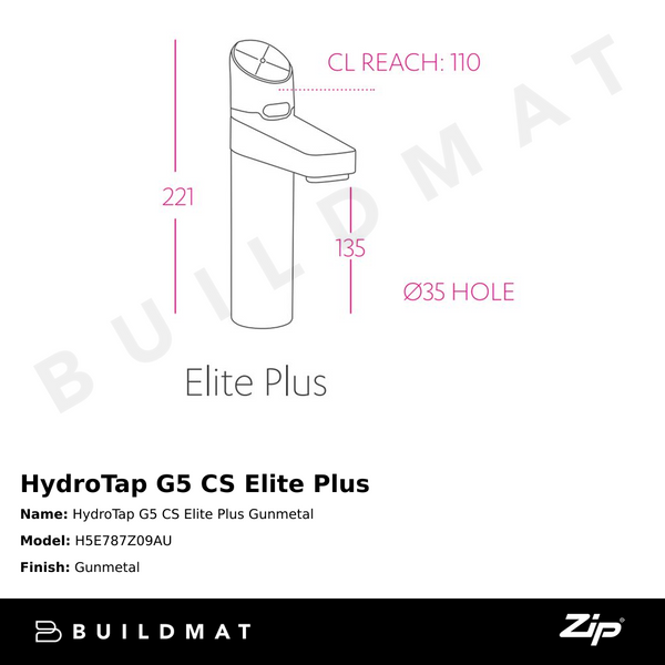 Zip Water HydroTap G5 CS Elite Plus Gunmetal