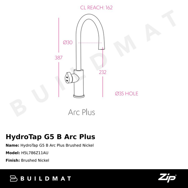 Zip Water HydroTap G5 B Arc Plus Brushed Nickel