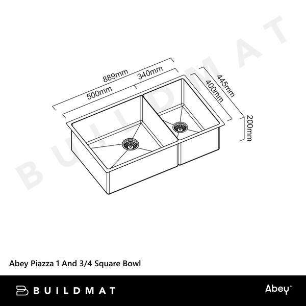 Abey Piazza One And 3/4 Square Bowl Artisan Copper