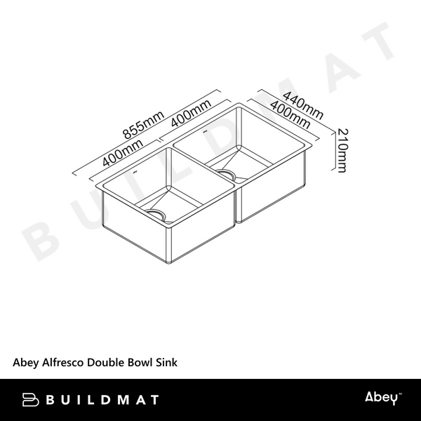 Abey Alfresco Double Bowl Sink Stainless Steel