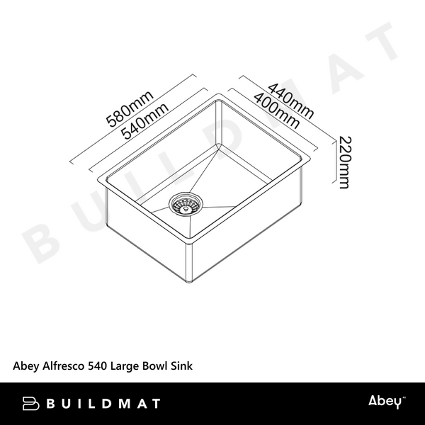 Abey Alfresco 540 Large Bowl Sink Stainless Steel
