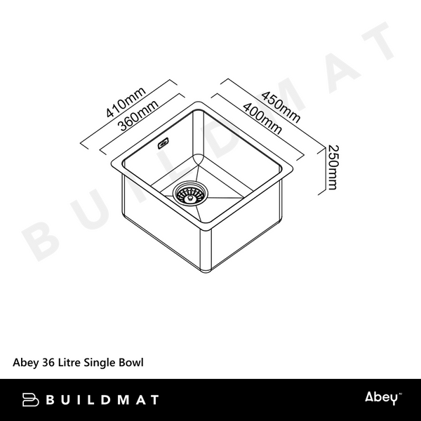 Abey 36 Litre Single Bowl Stainless Steel