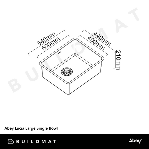 Abey Lucia Large Single Bowl Stainless Steel