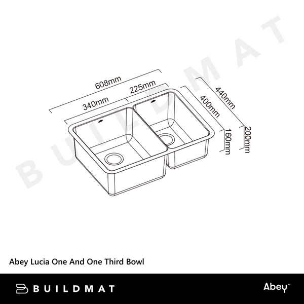 Abey Lucia One And One Third Bowl Stainless Steel