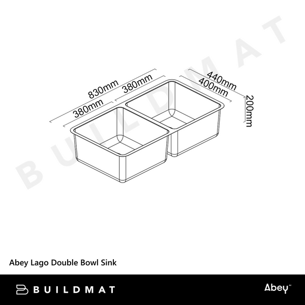 Abey Lago Double Bowl Sink Stainless Steel