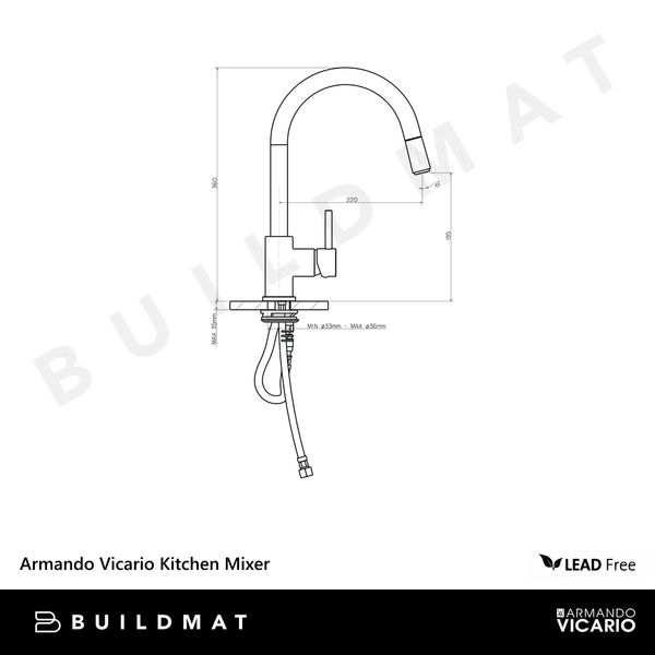 Armando Vicario Kitchen Mixer Black Lead Free