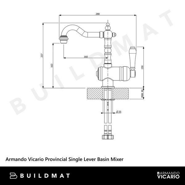 Armando Vicario Provincial Single Lever Basin Mixer Brushed Nickel