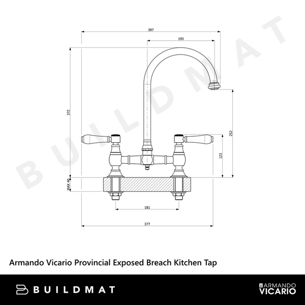Armando Vicario Provincial Exposed Breach Kitchen Tap Chrome